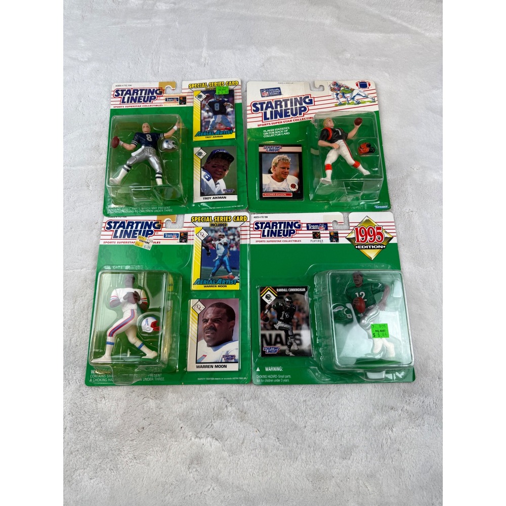 Vintage Kenner Starting Lineup NFL Figure Lot Aikman Moon Esiason Cunningham‎
